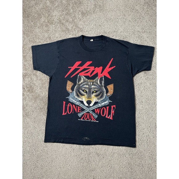 Vintage Tshirt 1990 Hank Williams Jr. Lone Wolf Tour Rock Country Concert, Sz XL - Picture 1 of 11
